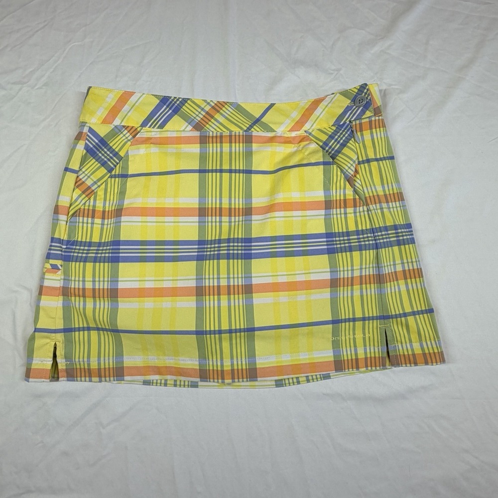 Women's Columbia Titanium Yellow Plaid Skirt Lined W/ Shorts Size 2 W/ Pockets